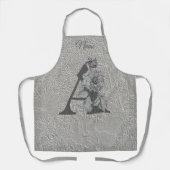 Silver Peony Elegant Monogram Initial A Name  Schürze (Vorderseite)