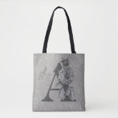 Silver Peony Elegant Monogram Initial A Name Tasch Tasche (Vorderseite)