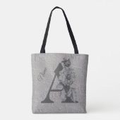 Silver Peony Elegant Monogram Initial A Name Tasch Tasche (Rückseite)