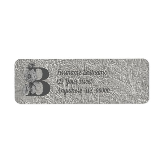 Silver Peony Elegant Monogram Initial B-Adresse (Vorne)