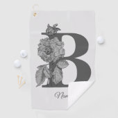 Silver Peony Elegant Monogram Initial B Ihr Name Golfhandtuch (Insitu)