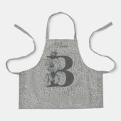Silver Peony Elegant Monogram Initial B Name Schürze (Vorderseite)