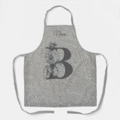 Silver Peony Elegant Monogram Initial B Name Schürze (Vorderseite)