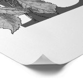 Silver Peony Elegant Monogram Initial B Poster (Ecke)