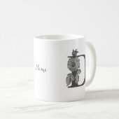 Silver Peony Elegant Monogram Initial D Your Name Kaffeetasse (VorderseiteRechts)