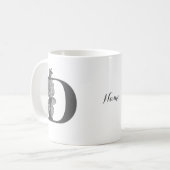 Silver Peony Elegant Monogram Initial D Your Name Kaffeetasse (Vorderseite Links)