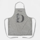 Silver Peony Elegant Monogram Initial D Your Name Schürze (Vorderseite)