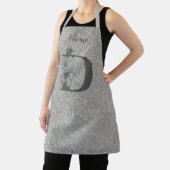 Silver Peony Elegant Monogram Initial D Your Name Schürze (InSitu)