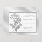 Silver Peony on White Repcard Einladung (Vorne/Hinten)