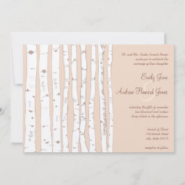 Silver Peony Russet Lite Birch Tree Wedding Einladung
