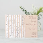 Silver Peony Russet Lite Birch Tree Wedding Einladung (Stehend Vorderseite)
