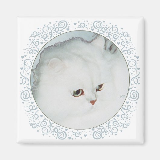 Silver Persian Cat Head Study Magnet (Vorne)