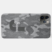 Silver & Pewter Camouflage Glitzer Mit Monogramm Case-Mate iPhone Hülle (Rückseite (Horizontal))