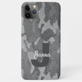 Silver & Pewter Camouflage Glitzer Mit Monogramm Case-Mate iPhone Hülle (Rückseite)