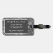 Silver & Pewter Camouflage Glitzer Mit Monogramm Gepäckanhänger (Rückseite horizontal)