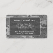 Silver & Pewter Camouflage Glitzer Mit Monogramm Visitenkarte (Rückseite)