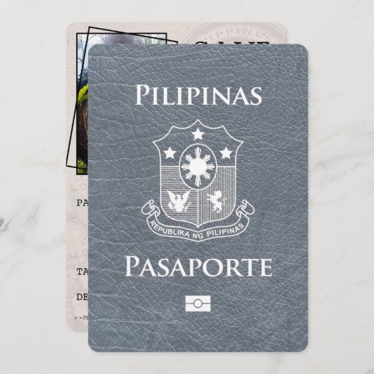 Silver Philippines Passport Save the Date (Vorne/Hinten)