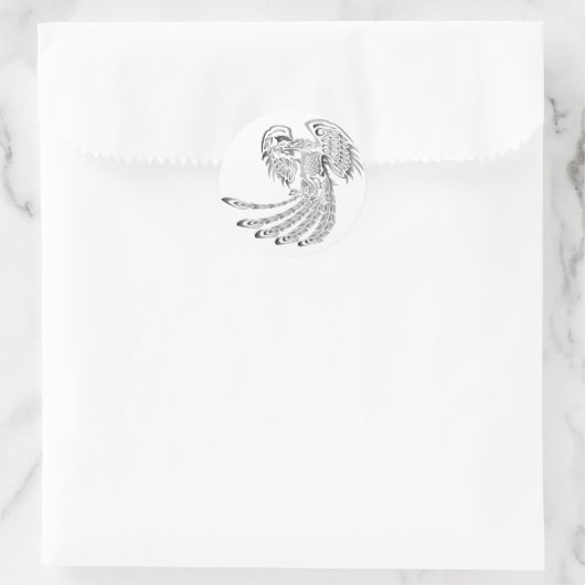Silver Phoenix Rising Runder Aufkleber (Tasche)