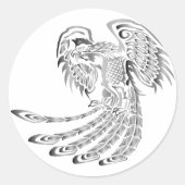 Silver Phoenix Rising Runder Aufkleber (Vorderseite)