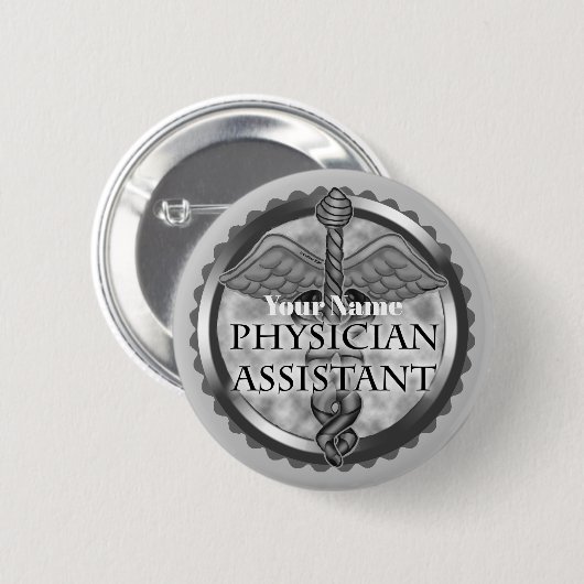 Silver Physician Assistant Button (Vorne & Hinten)