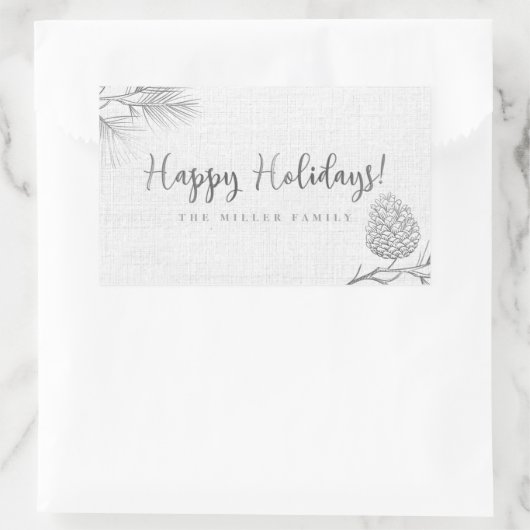 Silver Pine Holiday Rechteckiger Aufkleber (Tasche)