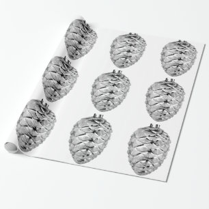 Silver Pinecone Ornamente Umschlagpapier Geschenkpapier