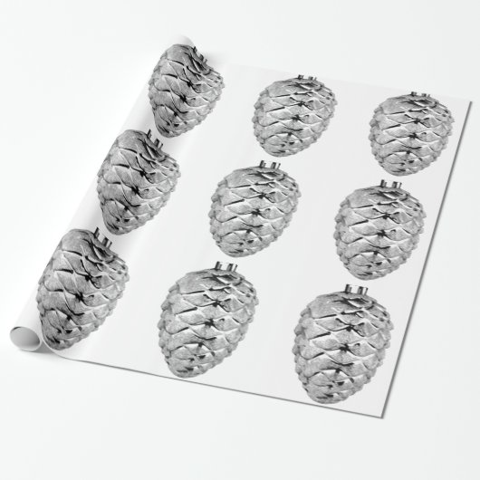 Silver Pinecone Ornamente Umschlagpapier Geschenkpapier (Ungerollt)