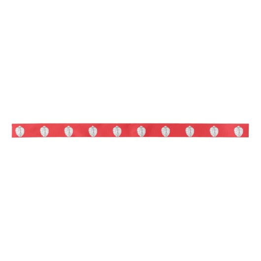 Silver Pinecone Red Ribbon Satinband (Vorderseite)
