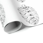 Silver Pinecone Weißwrapping Paper Geschenkpapier (Rolleneckpunkt)