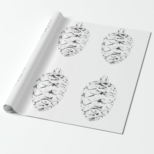Silver Pinecone Wrapping Paper Geschenkpapier (Ungerollt)