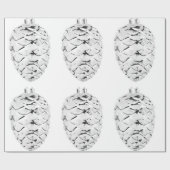Silver Pinecones Weißes Wrapping Paper Geschenkpapier (Flach)