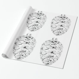 Silver Pinecones Weißes Wrapping Paper Geschenkpapier