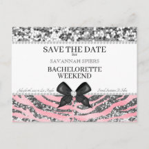 Silver Pink Bachelorette Wochenende Save the Date