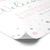 Silver & Pink Balloons | Girl Baby Dusche Willkomm Poster (Ecke)