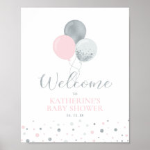 Silver & Pink Balloons | Girl Baby Dusche Willkomm