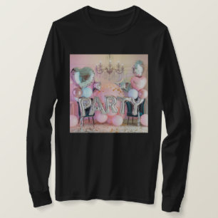 Silver Pink Balloons Party T - Shirt