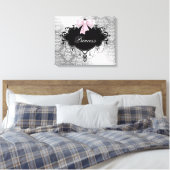 Silver Pink Black Damask Princess Leinwand (Insitu (Schlafzimmer))