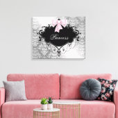 Silver Pink Black Damask Princess Leinwand (Insitu (Wohnzimmer))