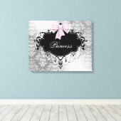 Silver Pink Black Damask Princess Leinwand (Insitu (Holzboden))