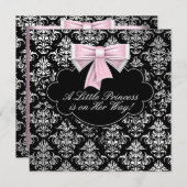 Silver Pink Black Princess Baby Girl Dusche Einladung (Vorne/Hinten)