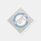 Silver Pink Blue Floral Rose Danke Baby Dusche Serviette (Ecke)