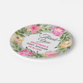 Silver & Pink Blumenstrauß Danke Baby Dusche Pappteller (Schrägansicht)