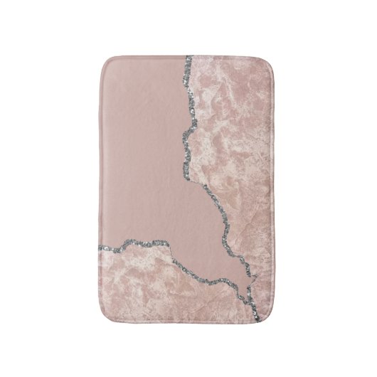 Silver Pink Brushed Metal Glitzer Badematte (Vorderseite Vertikal)