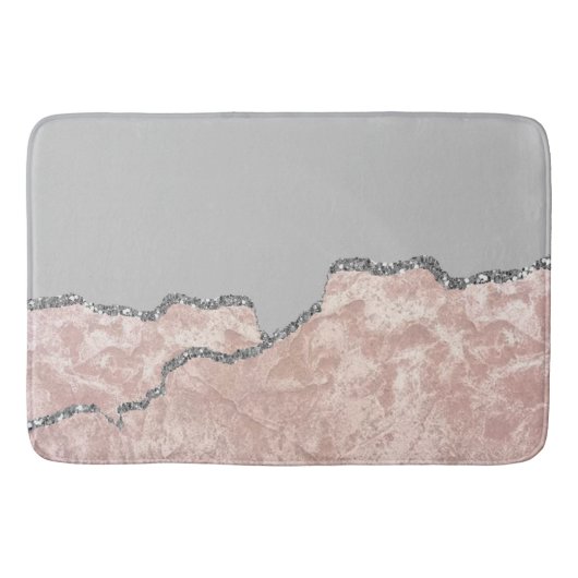 Silver Pink Brushed Metal Glitzer Badematte (Vorderseite)