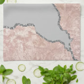 Silver Pink Brushed Metal Glitzer Geschirrtuch (Gefaltet)