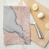 Silver Pink Brushed Metal Glitzer Geschirrtuch (Viertel Falte)