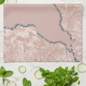 Silver Pink Brushed Metal Glitzer Geschirrtuch (Gefaltet)