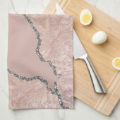 Silver Pink Brushed Metal Glitzer Geschirrtuch (Viertel Falte)