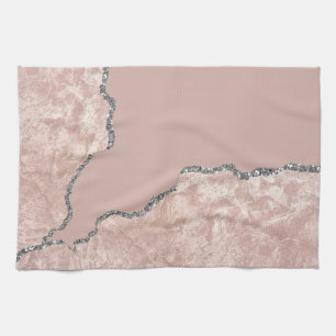Silver Pink Brushed Metal Glitzer Geschirrtuch