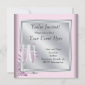 Silver Pink Champagne Pink Ladys Night Einladung (Rückseite)